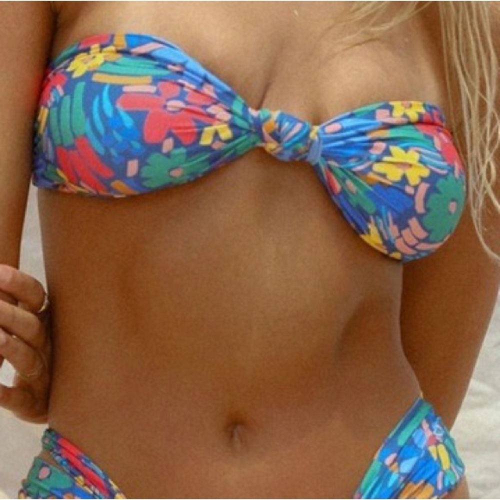 NWT Stone Fox Swim Blue and Green Bikini Bandeau